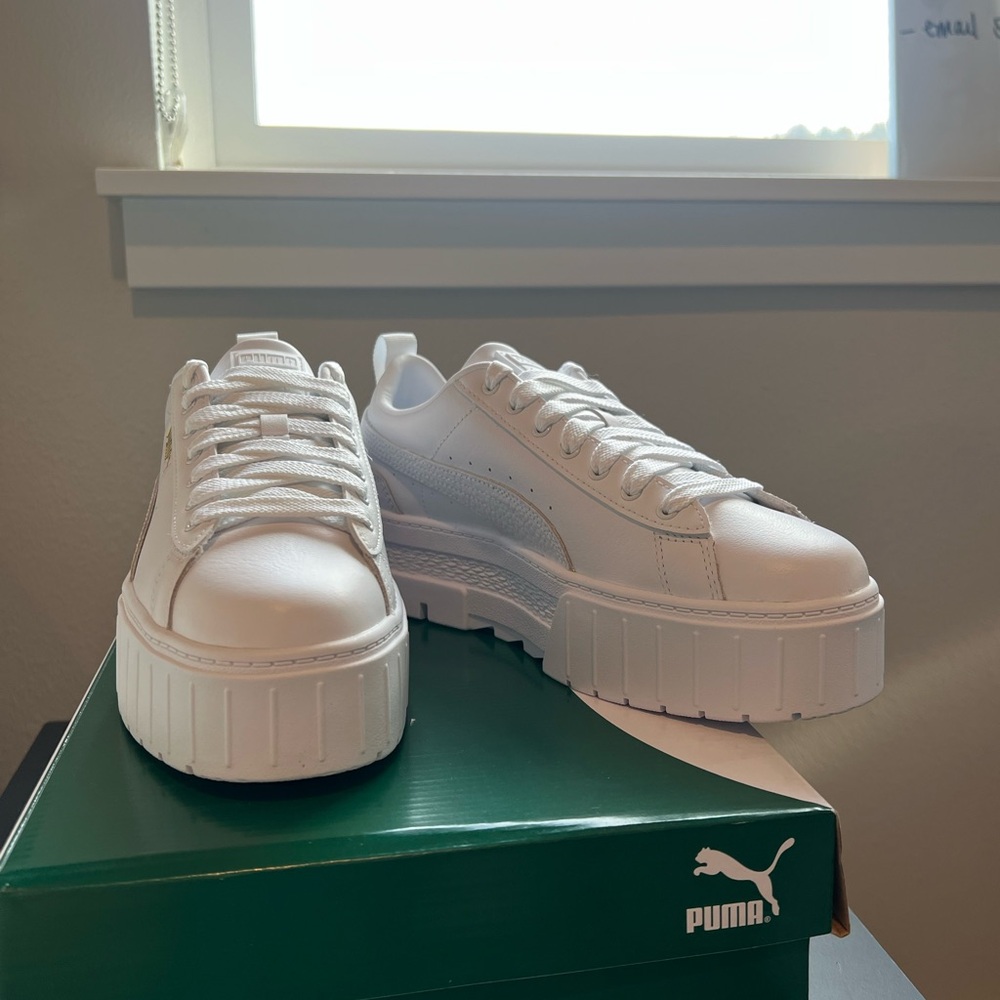 Puma White Chunky Sole Sneakers